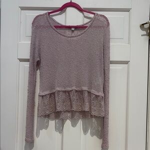 American Eagle lightweight textured sweater with Lace Trim